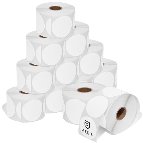 Aegis Adhesives - 2" Circle Direct Thermal Labels (9000 Count, 12 Rolls) - Round Thermal Stickers, 2 Inch Circle Labels for Logos, Packaging, Branding - Compatible with Zebra and Rollo Printers - size: 2" Circle