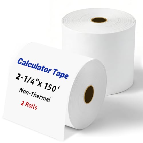 Adding Machine Tape, 2 1/4" x 150 ft Calculator Tape Rolls, 2 Pack | Calculator Paper Rolls for Most Printing Calculators, POS Systems & Cash Registers(Non Thermal), Adding Machine Paper - color: 2 PCS