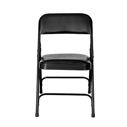 OEF Furnishings OEF1210 Vinyl Cushioned Folding Chairs with Steel Frame, Black, 4-Pack - color: Black