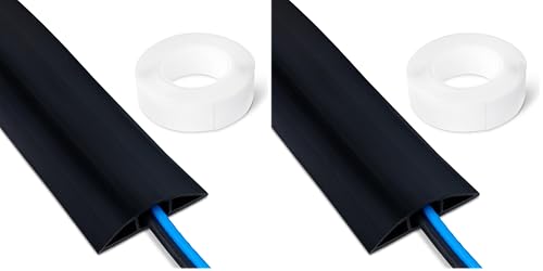 Amazon Basics Floor Cord Cover, 6ft Length, 2.6" Diameter, Cable Protector, Black (Pack of 2) - size: 72 x 2.6 x 0.6 inches (Pack of 2)