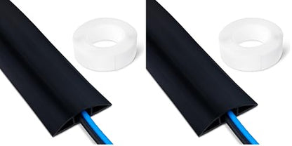 Amazon Basics Floor Cord Cover, 6ft Length, 2.6" Diameter, Cable Protector, Black (Pack of 2) - size: 72 x 2.6 x 0.6 inches (Pack of 2)