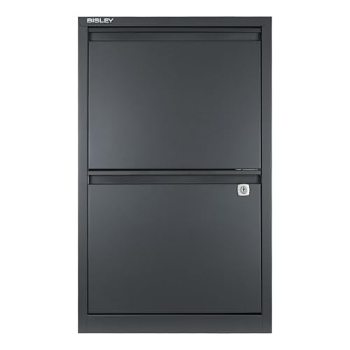 Bisley 2-Drawer Flush Front Vertical File Cabinet - Anthracite Grey - color: Anthracite Grey, size: 2 Drawer