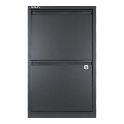 Bisley 2-Drawer Flush Front Vertical File Cabinet - Anthracite Grey - color: Anthracite Grey, size: 2 Drawer