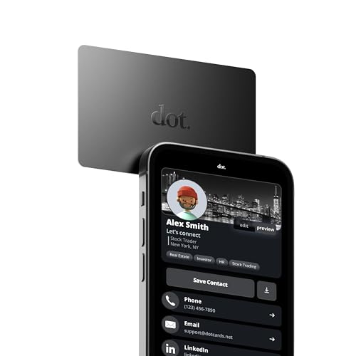 dot. Card - Digital Business Card - Tap Compatible with iPhone & Android (Black) - color: Black