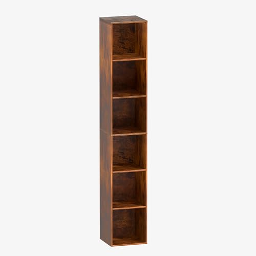 6 Cube Storage Organizer, 6 Tier Cube Low Bookcase Freestanding Storage Display Organizer, Six-Cubes Open Shelf Bookshelf for Home Office (Retro Brown, 6 Cube) - color: Retro Brown, size: 6 Cube