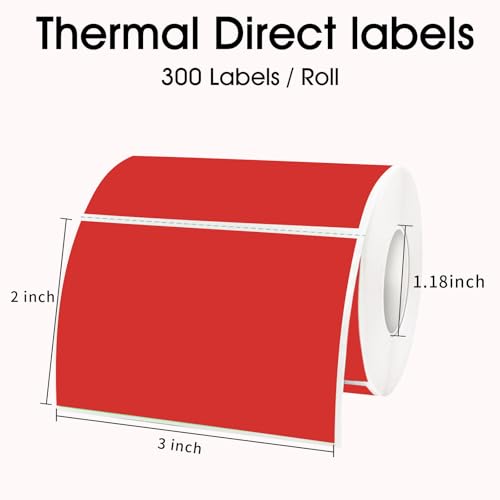 STARLIBOO 3x2 inch Color Direct Thermal Label Stickers for Shipping, Barcode, Address, Compatible with Rollo Label Printer & Zebra Desktop Printers (Red) - color: Red, size: 2*3 inch/1 roll
