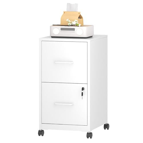 2-Drawer Mobile File Cabinet with Lock and Wheels