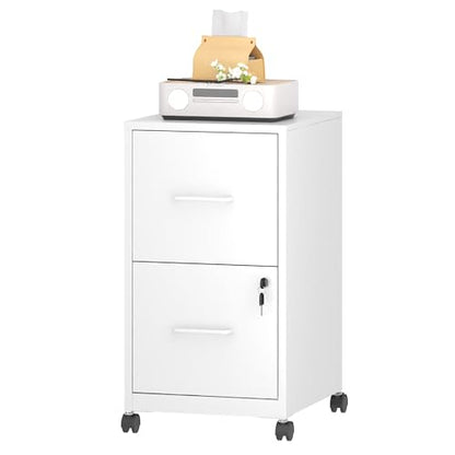 2-Drawer Mobile File Cabinet with Lock and Wheels