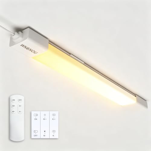 LED Tube Light Fixture with Plug Under Cabinet Lighting Dimming and Color With Remote wireless wall switch 45 inch 36W 3600LM 3000-6500K adjustable LED Tube Light Fixture for Cabinet Closet Office - size: 45 inch