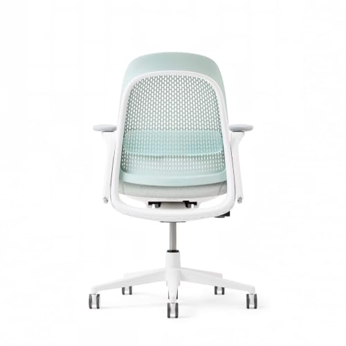 Haworth Breck Ergonomic Office Chair, Home Office Desk Chair, Agave | Computer Desk Chair with Height-Adjustable Lumbar Support, White Trim, Duo-Tone Hard Casters, and 4D-Arms - color: Agave, style: White Trim