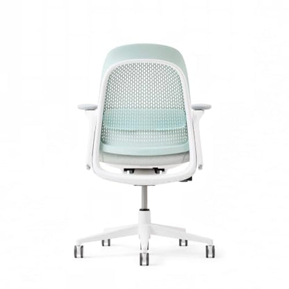 Haworth Breck Ergonomic Office Chair, Home Office Desk Chair, Agave | Computer Desk Chair with Height-Adjustable Lumbar Support, White Trim, Duo-Tone Hard Casters, and 4D-Arms - color: Agave, style: White Trim