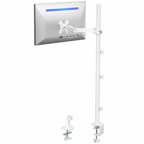 VIVO Extra Tall Single Monitor Desk Mount Stand with 39 inch Pole, Features Full Adjustability - Tilt and Articulation, Holds 13 to 32 inch Screens up to 10kg with VESA Mounting, White, STAND-V011W - color: White, size: 39" tall