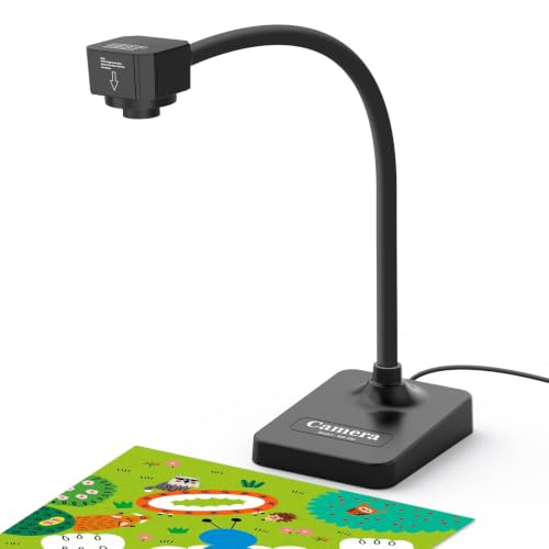 USB Document Camera for Teachers, 1080P Manual Focus Webcam with Microphone, Foldable, Compatible with Mac/Windows/Chromebook