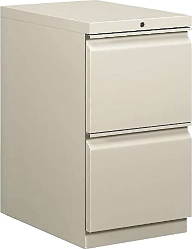 HON Efficiencies Mobile Pedestal File w/Two File Drawers, 22-7/8d, Light Gray
