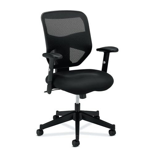 HON Prominent Ergonomic Office Chair, Adjustable Arms, Desk Chair, Black - color: Mesh Back - Standard Tilt