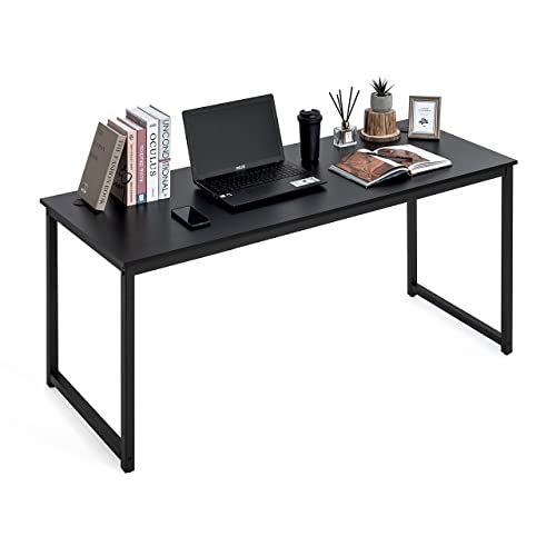 CAPHAUS 63 Inch Computer Desk for Home Office & Gaming, Large Workstation for Small Spaces, with Steel Frame, P2 Board, Easy Assembly, Black - size: 63 inch
