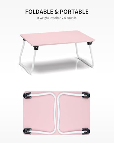 Ruxury Foldable Lap Desk Laptop Stand Bed Desk Table Tray, Breakfast Serving Tray, Portable & Lightweight Mini Table, Lap Tablet Desk for Sofa Couch Floor - Pink - color: Matte Pink