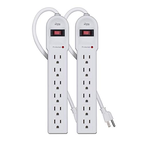 KMC 6-Outlet Surge Protector Power Strip 2-Pack, Overload Protection, 4-Foot Cord, 900 Joule - White - color: 2 pack white