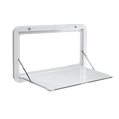 31.5*17.7in Rv Caravan Picnic Folding External Table - Aluminum Wall Mount Flip Fold Down Desk External Hanging Table W/4 Keys,55lbs Max Load For Caravans,Vans,Truck Campers,Travel Trailers. - color: White