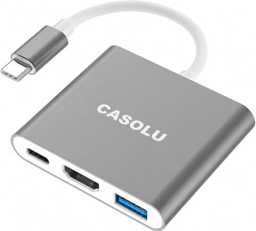USB-C to HDTV Adapter, Type-C Digital AV Multiport Adapter | 4K@60HZ HDR10 Display, 5Gb/s Data Transfer, 100W PD Charge for MacBook, iPad Pro, Surface, Chromebook and More USB-C Devices - color: Gray, size: Compact