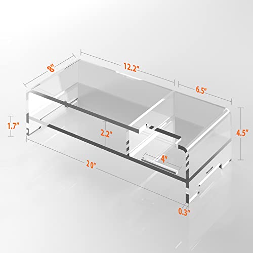 BEYGORM Acrylic Monitor Stand for Full Keyboard, 20" Wide 2-Tier