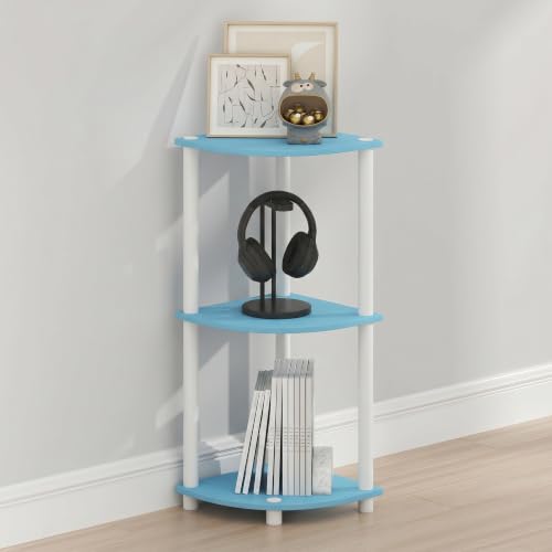 Furinno Turn-N-Tube Toolless Assembly 3-Tier Storage Shelves, Light Blue - color: Light Blue/White, size: 3-Tier