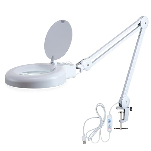 Neatfi LED Magnifying Lamp, 1200 Lumens, 2.25X Magnification (White) - color: White-2, size: 5-Diopter