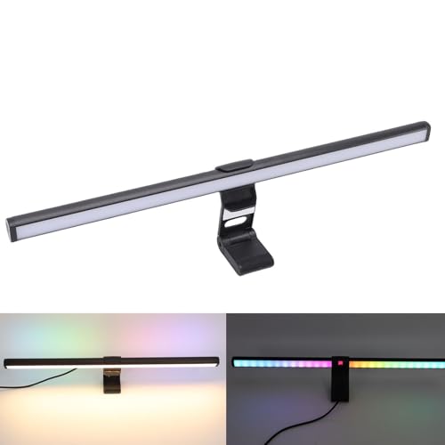 Fabater Monitor Light Bar, 245LM Dual Sided LED Desk Lamp with 3 Color Temperatures 3000K 4000K Care Dimmable Brightness, Desk Light with Clamp for Computer Screen USB Powered