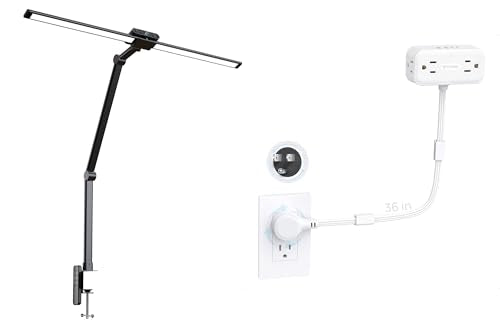 TROND 360° Rotating Outlet Extender and TROND LED Clamp Desk Lamp with Remote