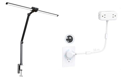 TROND 360° Rotating Outlet Extender and TROND LED Clamp Desk Lamp with Remote