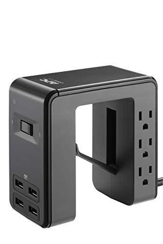 APC Desk Mount Power Station PE6U4, U-Shaped Surge Protector with USB Ports (4), Desk Clamp, 6 Outlet, 1080 Joules Black - color: Black, style: 4 USB Charging Ports (Type A only)