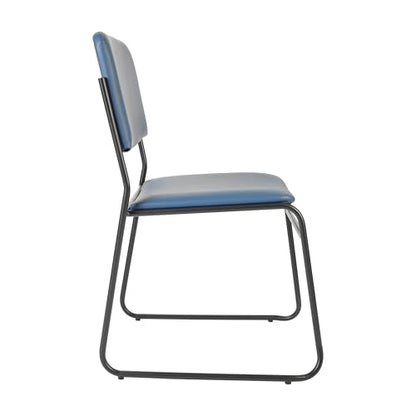 Flash Furniture Hercules Vinyl Stackable Chair with Sled Base, Navy | Vinyl Upholstery, 500 LBS. Weight Capacity - color: Navy Vinyl/Black Frame, size: Set of 1