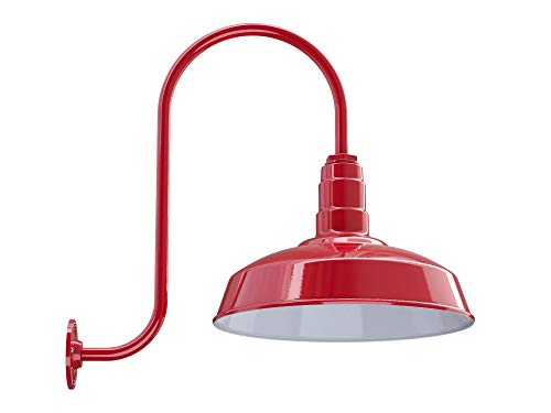 Upslope Gooseneck Barn Light Outdoor | Farmhouse Exterior Wall Light | Red - color: Red, size: 23" Upslope Gooseneck