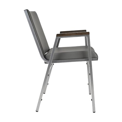 Flash Furniture Hercules Vinyl Stack Chair with Arms, Gray - color: Gray Vinyl, size: Set of 1