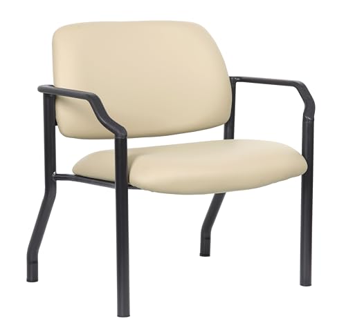 Boss Office Products Guest Chair, Vinyl, 500 lb. Weight Capacity in Beige