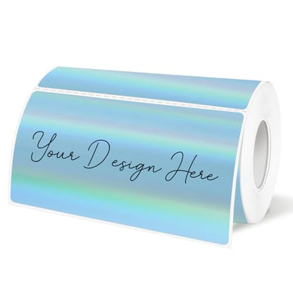 2x4 Inch Holographic Thermal Labels, Blue Direct Thermal Stickers Label, Self-Adhesive Glitter Thermals Printer Sticker Labels, Perforation Line Design- 200Pcs - color: Holographic Blue, size: 2*4 inch