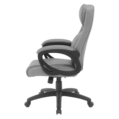 Office Star FL Series Executive Seating Faux Leather Manager's Adjustable Office Chair with Padded Arms, Charcoal Grey with Grey Mesh Accents - color: Charcoal Grey