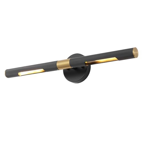 Modern Picture Light 24 inches Brushed Brass Gold Black Wall Sconce with Knurled Texture Cylinder Metal Shades Rotatable 360°Indoor Wall Lighting Fixture for Bathroom Vanity Lights Bedroom - color: 24 inches Gold/Black-Knurled Texture Shades