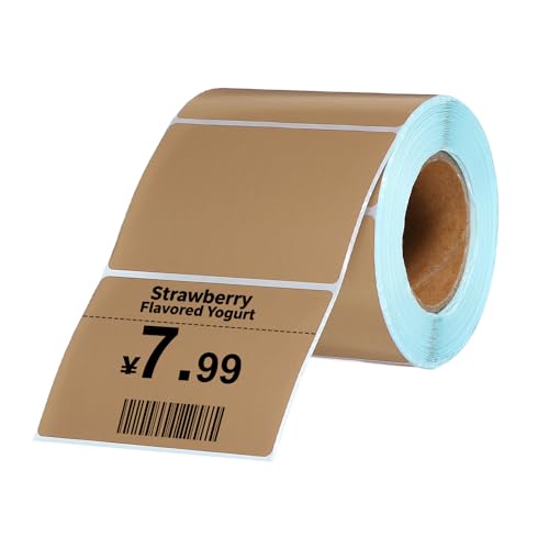 PATIKIL 500 Pcs Thermal Labels, 2x2.76 Inch Thermal Printer Labels Stickers Self Adhesive Tags Rectangle Paper Roll Small for Printer Shipping Label Mailing UPS Barcode Address, Brown - color: Brown, size: 50x70mm