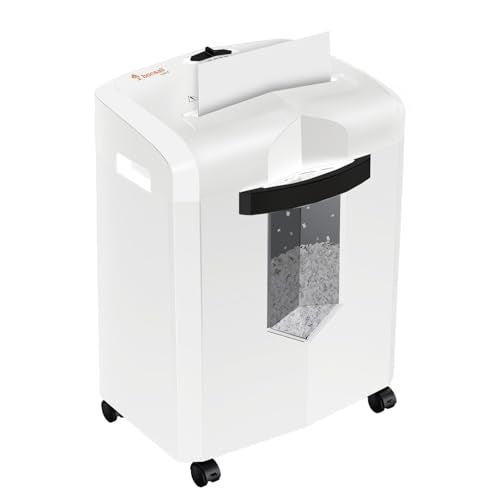 Bonsaii Micro Cut Shredder, Portable with a Convenient Handle, shredding up to 12 Sheets, P-4 Security Level, 60 Min Continuous, CD/Credit Card, Jam-Proof, 4.2 Gal Bin, White/Gray - color: White, size: 12-Sheet | 60 min