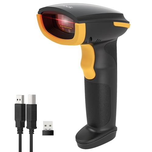 Inateck 1D Barcode Scanner, Wireless Bluetooth Handheld, 2000mAh Battery | USB Wired Mode, APP & SDK Configuration, 3-Month Battery per Charge, Reads Damaged & Dirty 1D Barcodes - style: Scanner