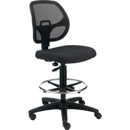 Adjustable Drafting Stool with Mesh Back – Ergonomic Office Drafting Chair with Footrest, Armrests & Height Adjustment (Black) - color: Black