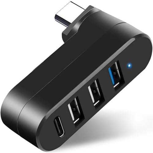 VIENON 4-Port USB C Hub [90°/180° Degree Rotatable], USB C Adapter Splitter with PD-in 5W Port, USB Extender for MacBook, iMac, Surface, and More C Port Laptop(Not for Car) - style: USB-C