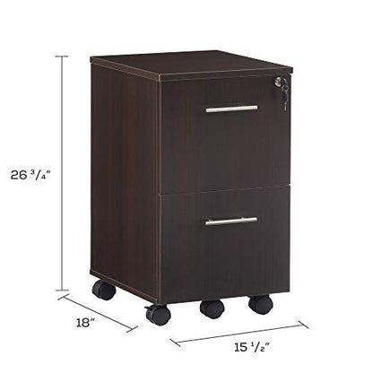 Mayline MNFFLDC Medina Freestanding Mobile File Pedestal FF, Mocha Laminate - color: Mocha, style: 2 Drawers