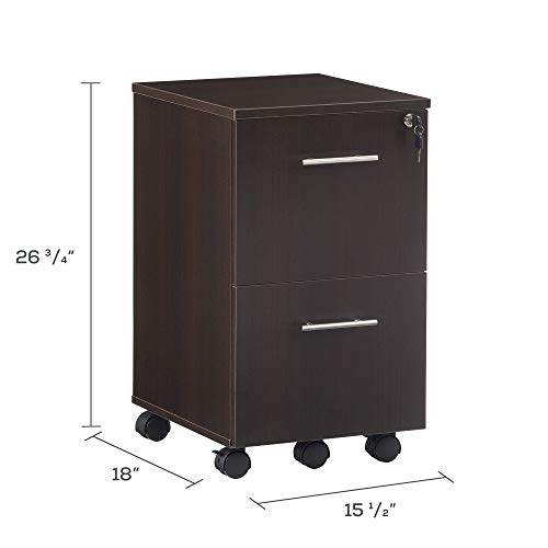 Mayline MNFFLDC Medina Freestanding Mobile File Pedestal FF, Mocha Laminate - color: Mocha, style: 2 Drawers