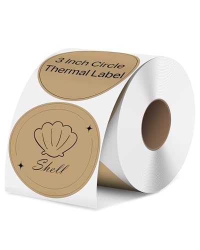iEager 3 Inch Brown Circle Thermal Labels, Durable Round Thermal Label - color: Brown, size: 3 INCH