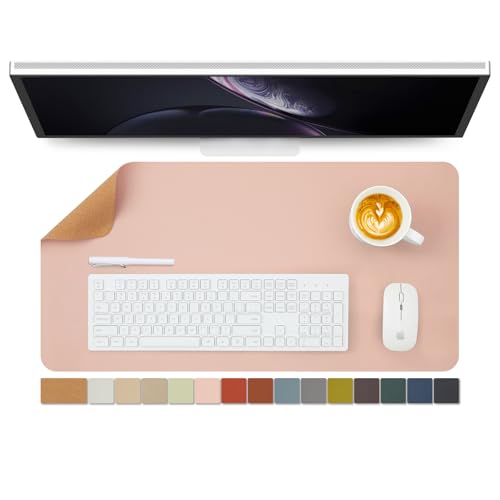 Cork Desk Mat - Dual-Sided Desk Pad for Office and Home - Desk Organization and Accessories - Ideal for Large Mouse Pad and Desk Mats on Top of Desks(Pink,27.6"x 13.8") - color: Pink, size: 27.6" x 13.8"