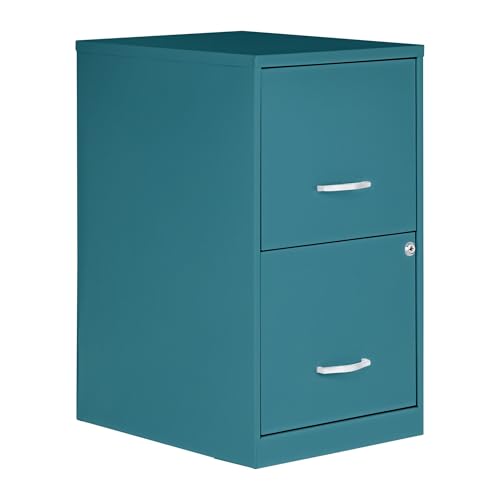 NuSparc 2 Drawer Locking Filing Cabinet | Pre-Assembled Steel Construction | Space-Saving Design is Perfect for Home and Small Office | Letter-Size | Assembled in North America - color: Teal
