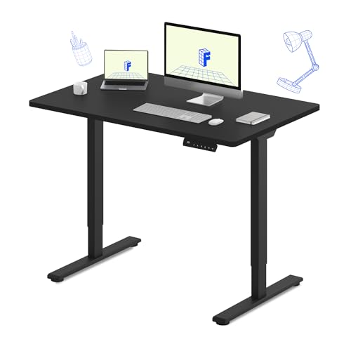 FLEXISPOT E3 Dual Motor Electric Standing Desk 48 x 24 Sit Stand Up Desk, Holds 220 lbs, Adjustable Height w/Memory Presets, One-Piece Black Desktop & Black Frame, Ships in 2 Boxes - color: Black Frame + Black Top, size: 48"x24" Whole-piece