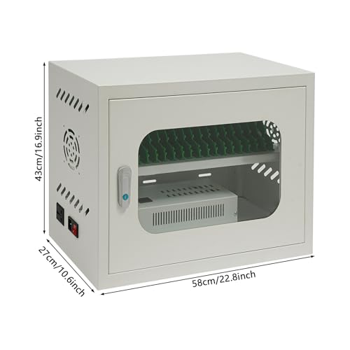 20-Device Cell Phone Charging Cabinet, Lockable Steel Charging Station - color: White, size: 20-Device